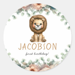 Sticker Rond Budget Wild One Safari Animaux Garçon fête d'anniv
