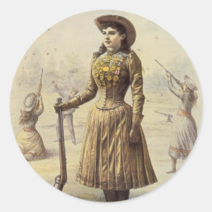 Sticker Rond Buffalo Bill's Wild West Show avec Annie Oakley