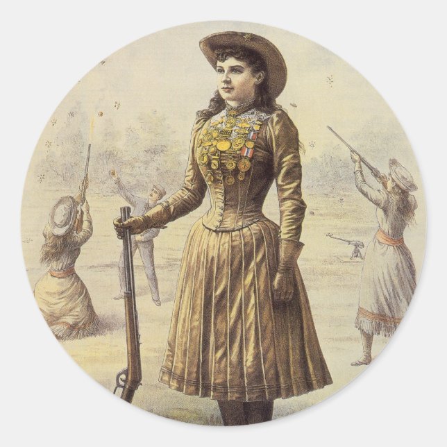 Sticker Rond Buffalo Bill's Wild West Show avec Annie Oakley (Devant)