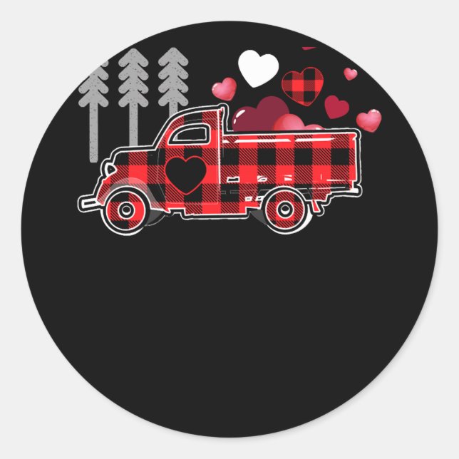 Sticker Rond Buffalo Camion Feu Plaid Valentines Jour Maman Pap (Devant)