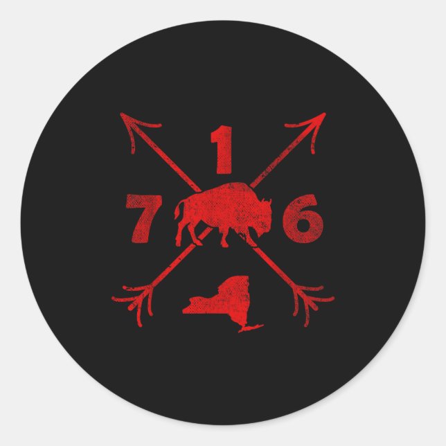 Sticker Rond Buffalo New York Ny _ Area Code 716  (Devant)