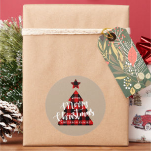 Sticker Rond Buffalo plaid sapin