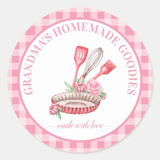 Sticker Rond Buffalo rose Chèque Ustensiles de cuisine Plaque à (Devant)