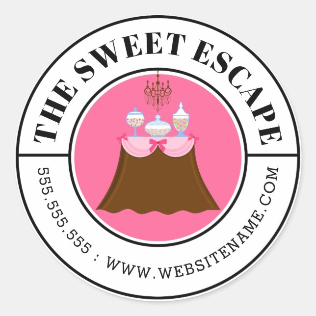 Sticker Rond Buffet de bonbons moderne Texte courbe (Devant)