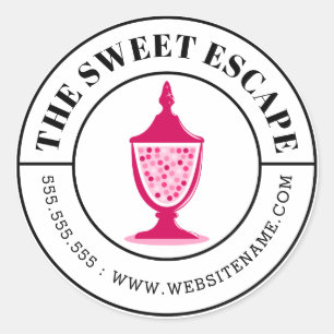 Sticker Rond Buffet de bonbons rose Texte courbe