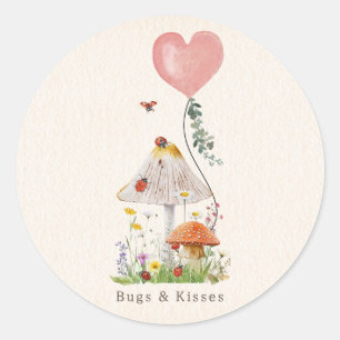 Sticker Rond Bugs & Baisers Ladybugs Champignons Valentine