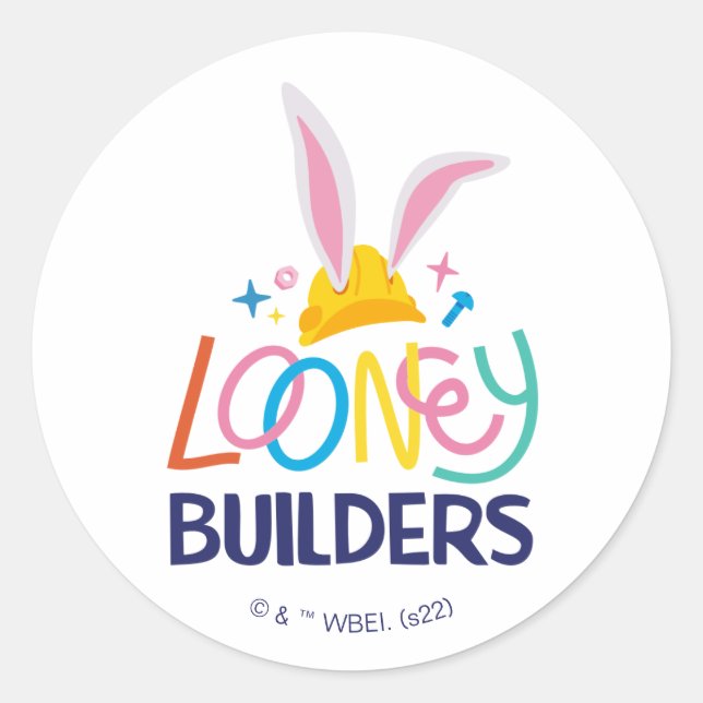 Sticker Rond BUGS BUNNY BUILDERS™| Hard Hat Stacked Logo (Devant)
