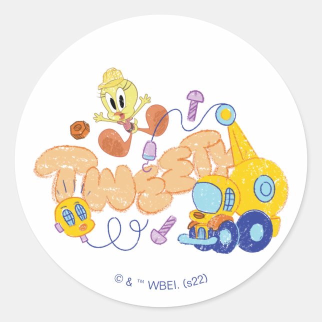 Sticker Rond BUGS BUNNY BUILDERS™| TWEETY™ Sketch Art (Devant)