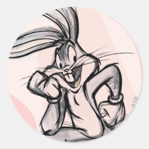 Sticker Rond BUGS BUNNY™ Thinker rose pâle