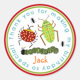 Sticker Rond Bugs Insectes Ladybugs Ants Anniversaire Favoriser