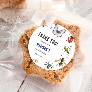 Sticker Rond Bugs & Insectes Vintage fête d'anniversaire