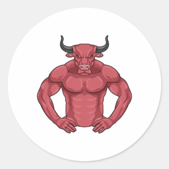 Sticker Rond Bull comme Bodybuilder extrême (Devant)