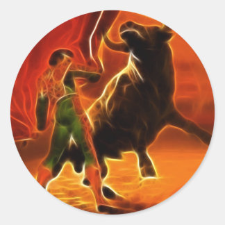Sticker Rond Bull Fighter Et El Toro