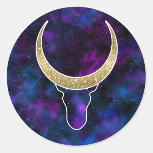 Sticker Rond Bull galaxy, parties scintillant de luxe doré de 