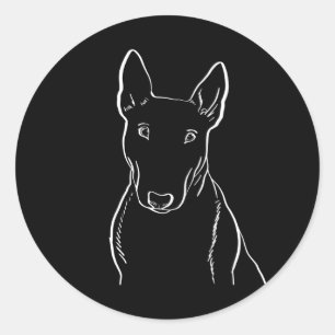 Sticker Rond Bull Terrier Chien ligne cadeau art