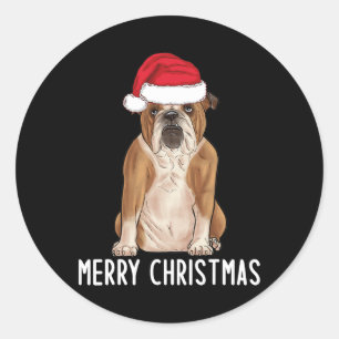Sticker Rond Bulldog Bully Joyeux anglais Bulldog Noël 1
