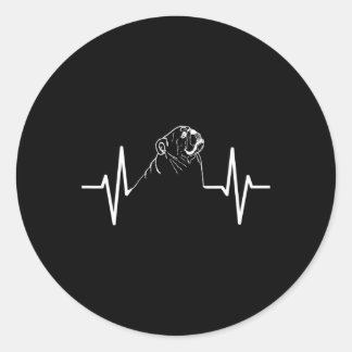 Sticker Rond Bulldog Heartbeat