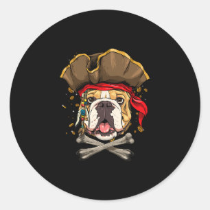 Sticker Rond Bulldog Pirate Jolly roger Crossbones Amoureux des