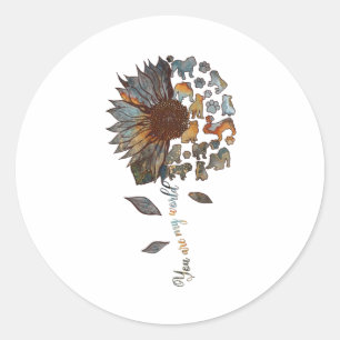 Sticker Rond Bulldog Tournesol Vous Êtes Mon Monde Chien Thème
