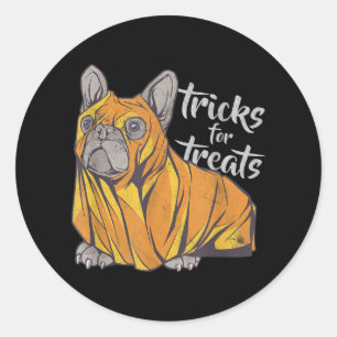 Sticker Rond Bulldog Tricks Pour Traiter Les Mignons Bulldogs H