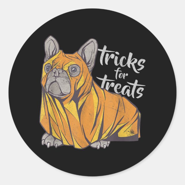 Sticker Rond Bulldog Tricks Pour Traiter Les Mignons Bulldogs H (Devant)