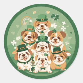Sticker Rond Bulldogs anglais de la Saint-Patrick