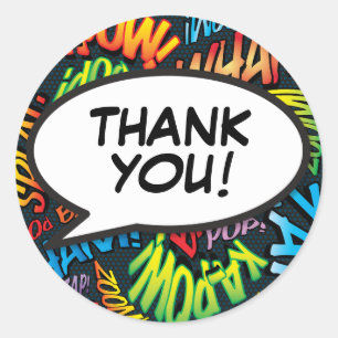 Sticker Rond Bulle de discours Merci Moderne Cool Amusant