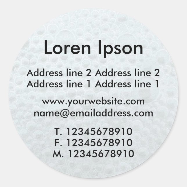 Sticker Rond Bulles blanches Entreprise / Profil (Devant)