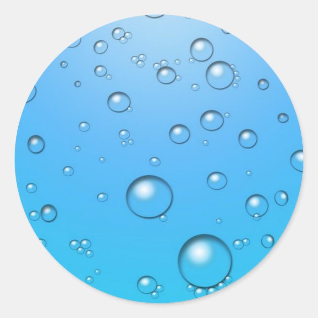 Sticker Rond Bulles claires, Eau bleue (Devant)