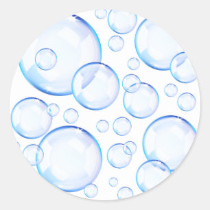 Sticker Rond Bulles de savon bleues transparentes