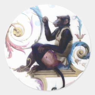 Sticker Rond Bulles de soufflage de singe