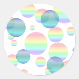 Sticker Rond Bulles en pastel d'arc-en-ciel