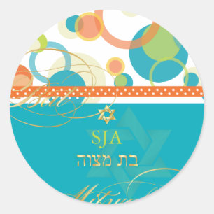 Sticker Rond Bulles Mod de PixDezines, Bat Mitzvah rétro/sarcas