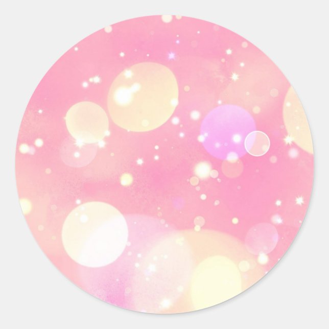 Sticker Rond Bulles roses éclatantes (Devant)
