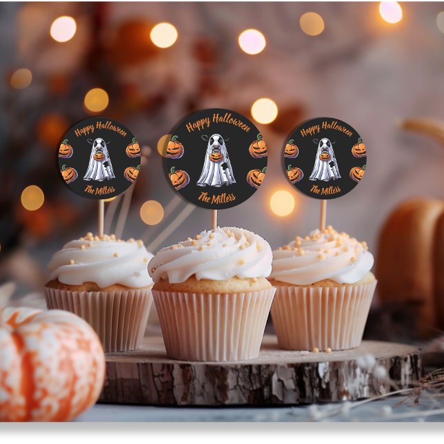 Sticker Rond Bulles tôle taureau personnalisé Happy Halloween (Bull Sheet moo Bulls custom Happy Halloween Classic Round Sticker)