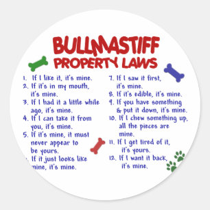 Sticker Rond BULLMASTIFF Lois sur les propriétés 2