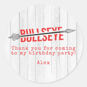 Sticker Rond Bullseye Bow Arrow tir Sport Anniversaire Merci
