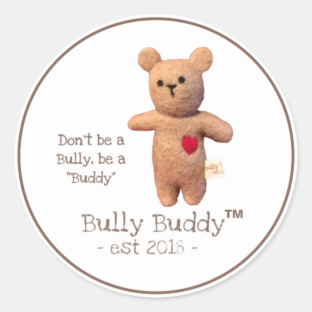 Sticker Rond Bully Buddy ne soyez pas un Bully (Devant)