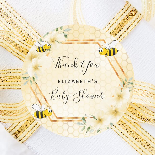 Sticker Rond Bumble abeille nid d'abeille baby shower de fleurs (Créateur téléchargé)