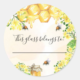Sticker Rond Bumble abeilles ce verre de boisson appartient à