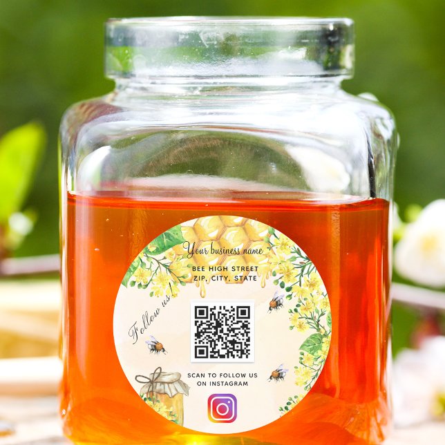 Sticker Rond Bumble abeilles jaune florale affaires médias soci (Créateur téléchargé)