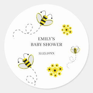 Sticker Rond Bumble Bee Custom Baby shower Classic Round Sticke