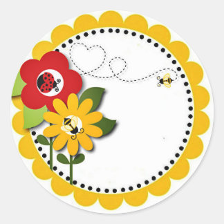 Sticker Rond Bumble Bee Lady Bug Douche fête Anniversaire Stick