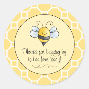 Sticker Rond Bumble Bee Merci de Buzzing By Yellow Black