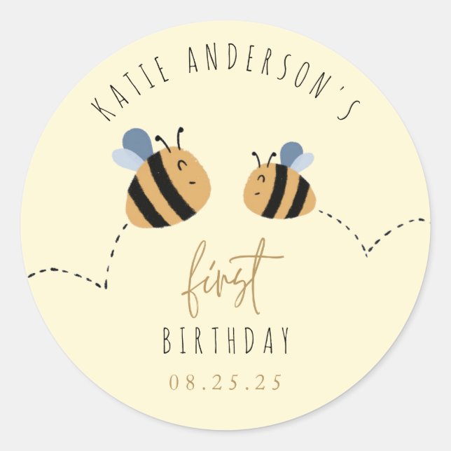 Sticker Rond Bumblebebe Jaune mignonne d'aujourd'hui (Devant)
