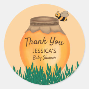 Sticker Rond Bumblebee Bébé Jaune Baby Shower Merci