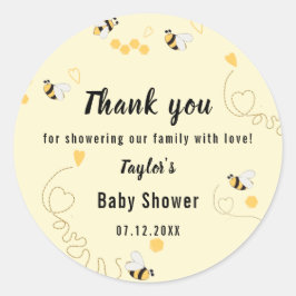 Sticker Rond Bumblebee Miel Baby shower neutre selon le sexe
