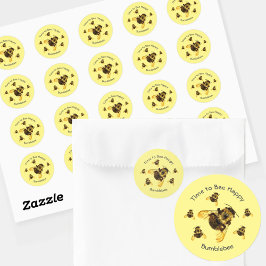 Sticker Rond Bumblebees Jaunes Il est temps d'être heureux Pers