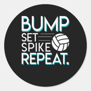 Sticker Rond Bump Set Spike Répétition Volleyball Lover Dons