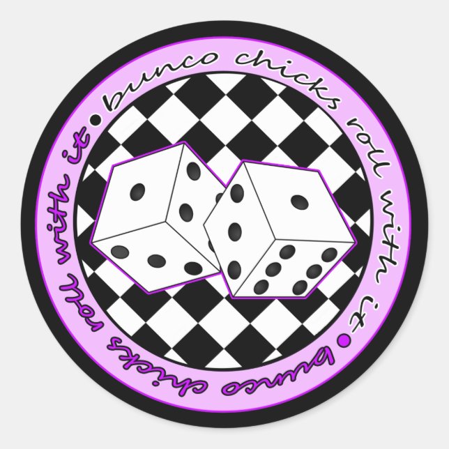 Sticker Rond Bunco Chicks Roll with It - Violet (Devant)